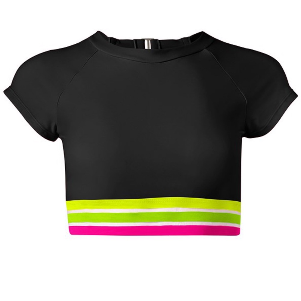 NWOT Neon Banded Rash Guard Top - Picture 4 of 9
